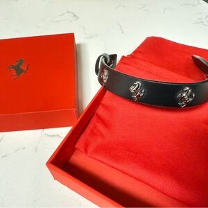 Ferrari Black Leather Bracelet